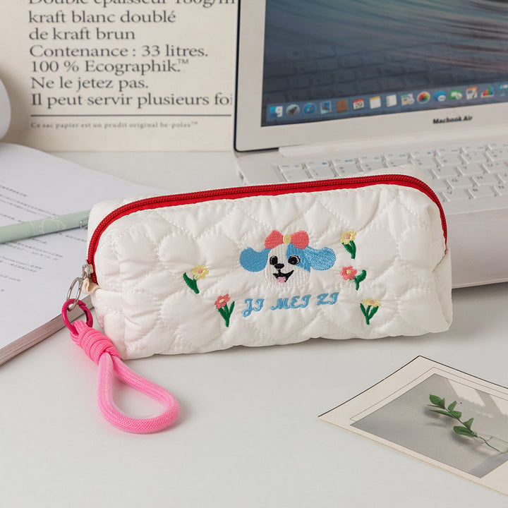Quilted Cartoon Dog Pencil Case Bowlift