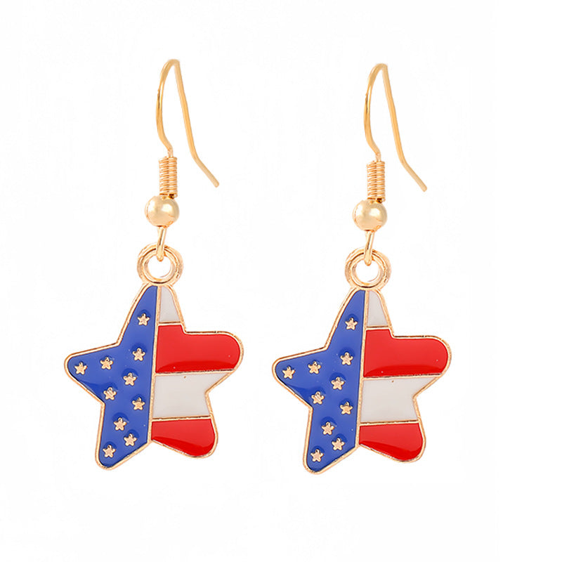 Women nan enamel horseshoe earrings with star motif and fishhook closure Bowlift