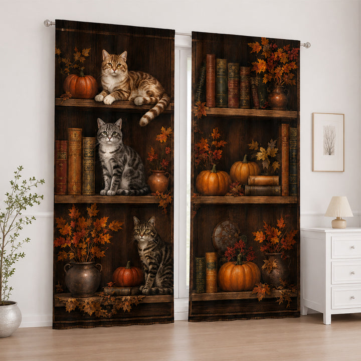 Artistic Floral Swan Print Window Curtains