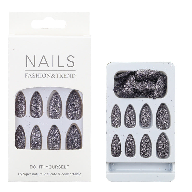 Glittering Almond-Shaped Press-On Nail Tips Bowlift