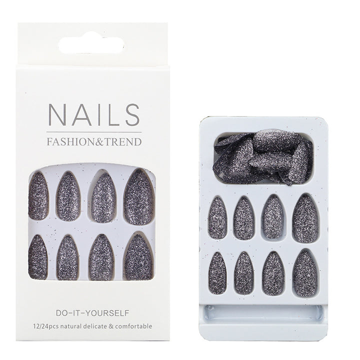 Glittering Almond-Shaped Press-On Nail Tips Bowlift