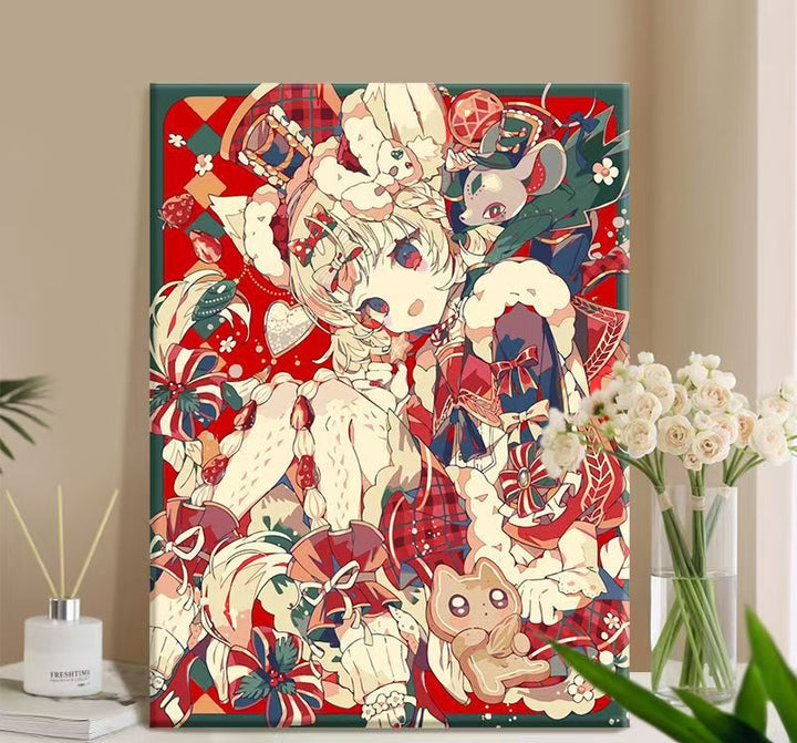 Whimsical Anime-Themed Canvas Art Print Bowlift
