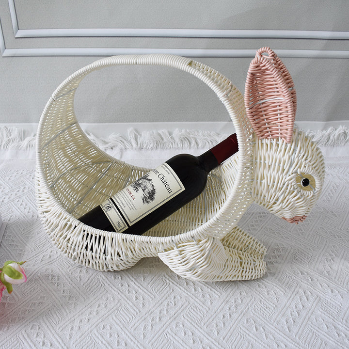 Artistic Rabbit-Shaped Woven Storage Basket Bowlift