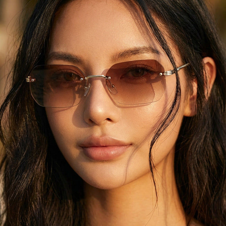 Women’s geometric sunglasses with filigree metal frame Bowlift
