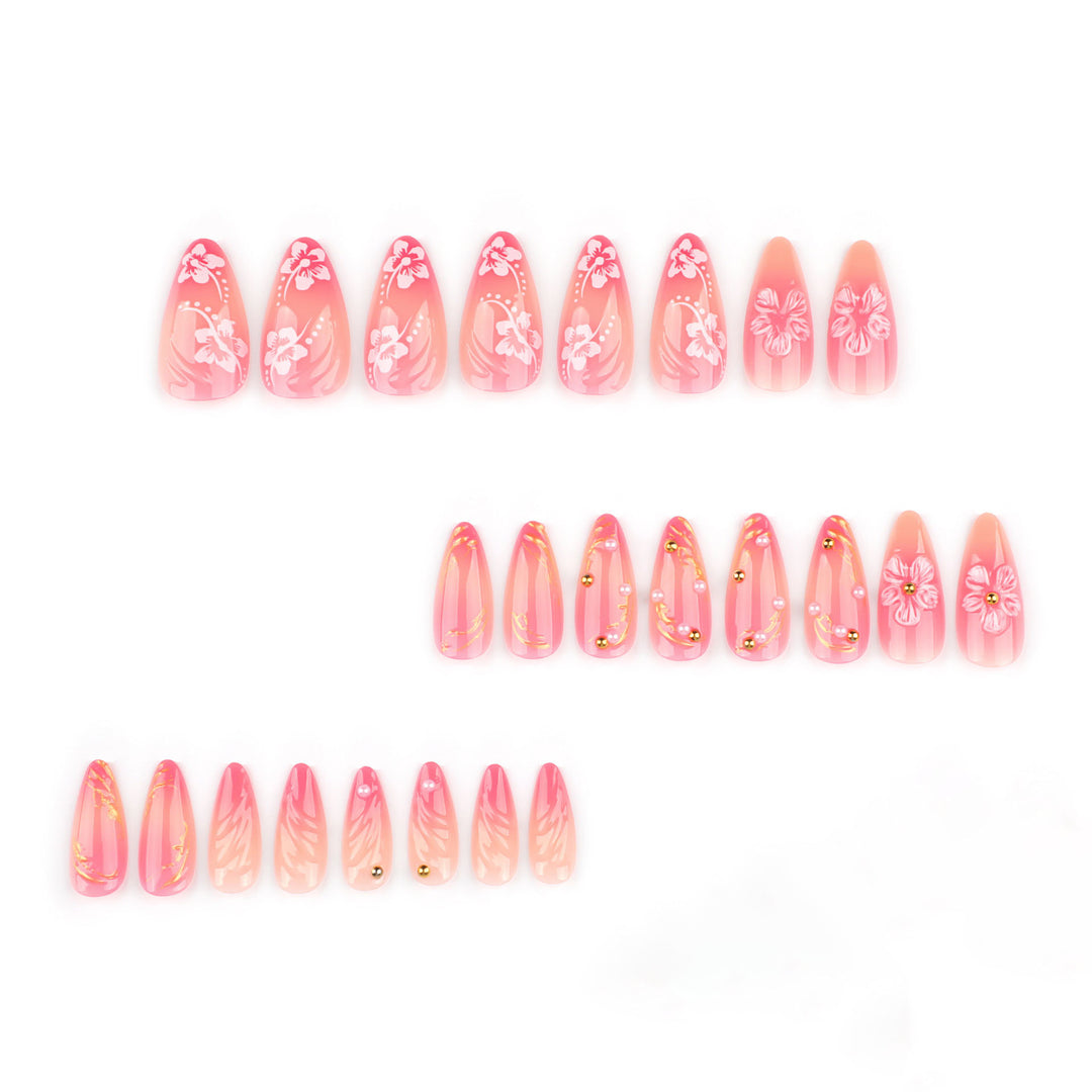 Floral and Decorative Press-On Nail Set Bowlift
