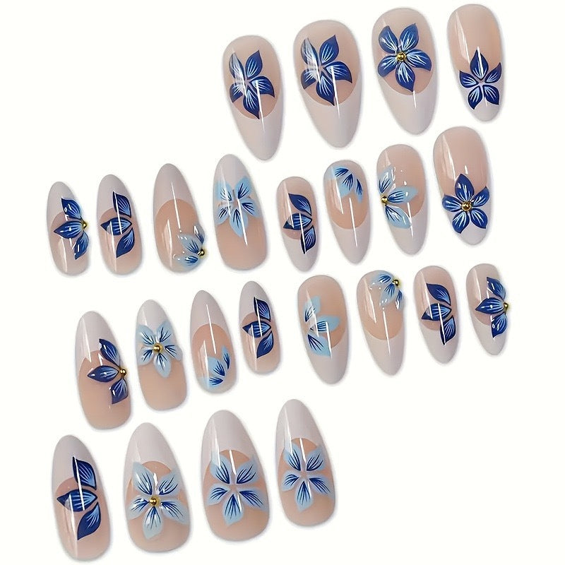 Floral Artistic Press-On Nail Extensions Bowlift