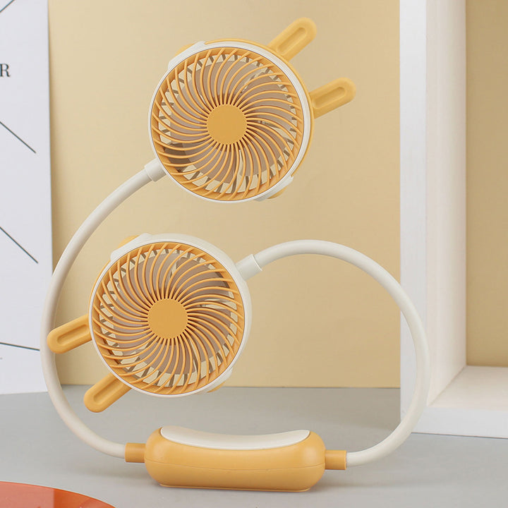 Ladies Portable Neck Fan with Flexible Mount and Dual Fan System Bowlift