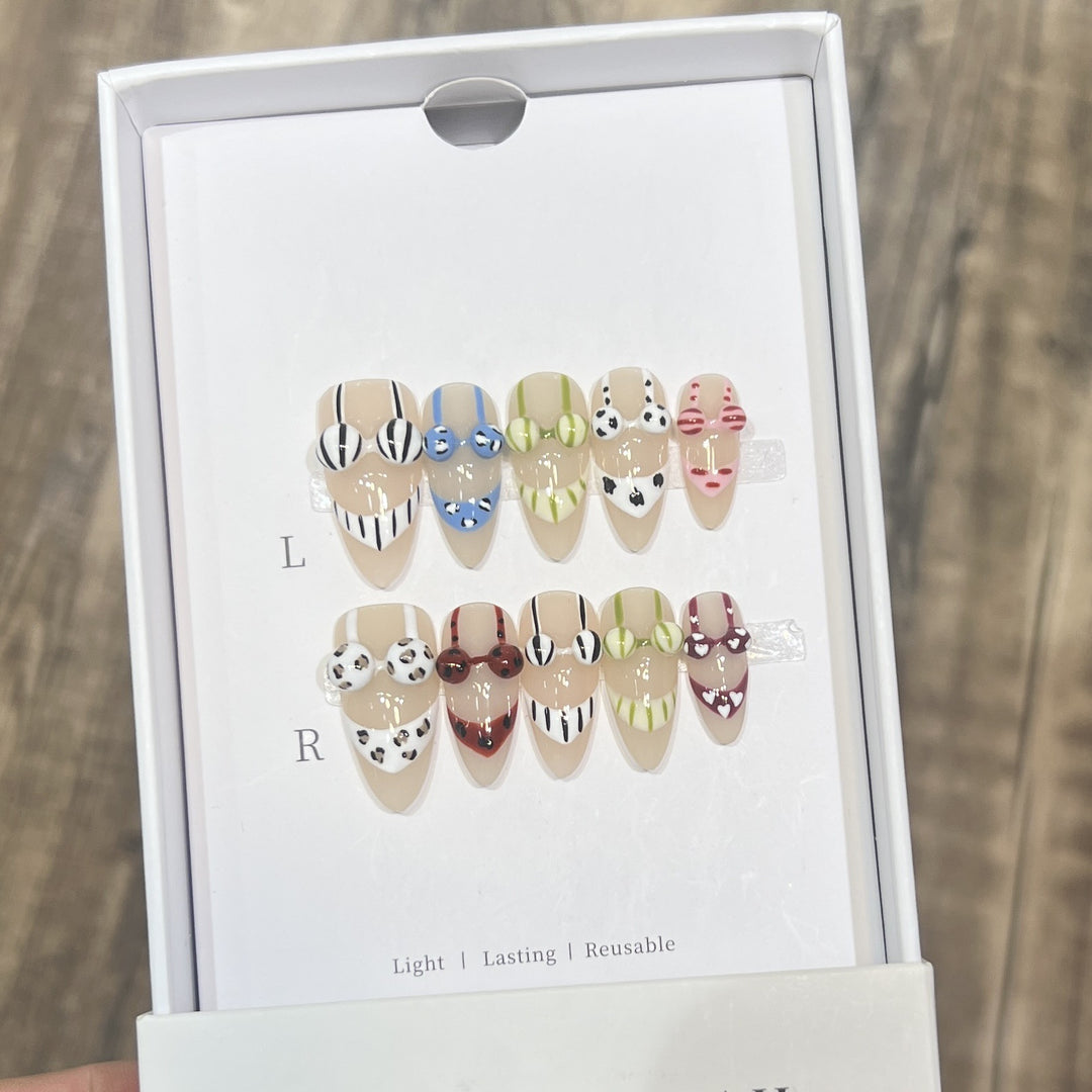 Decorative Press-On Nail Art Set with Unique Patterns Bowlift 1788223862