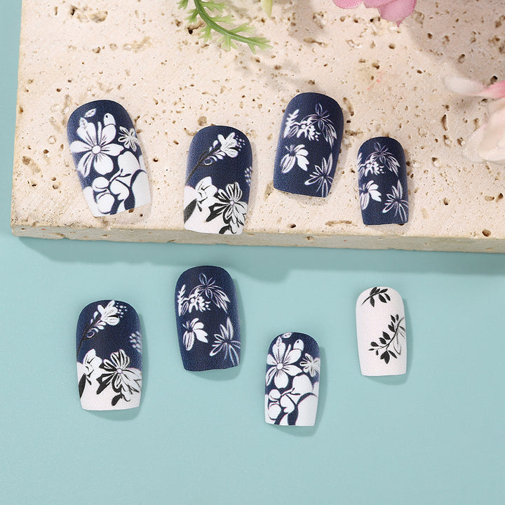 Artificial nails with floral matte design Bowlift
