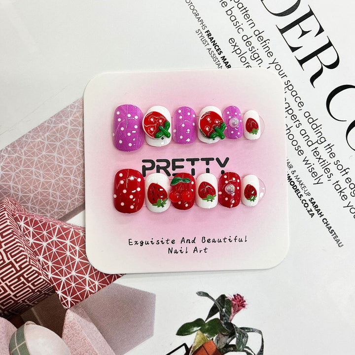 Artistic 3D Decorated Press-On Nail Set Bowlift
