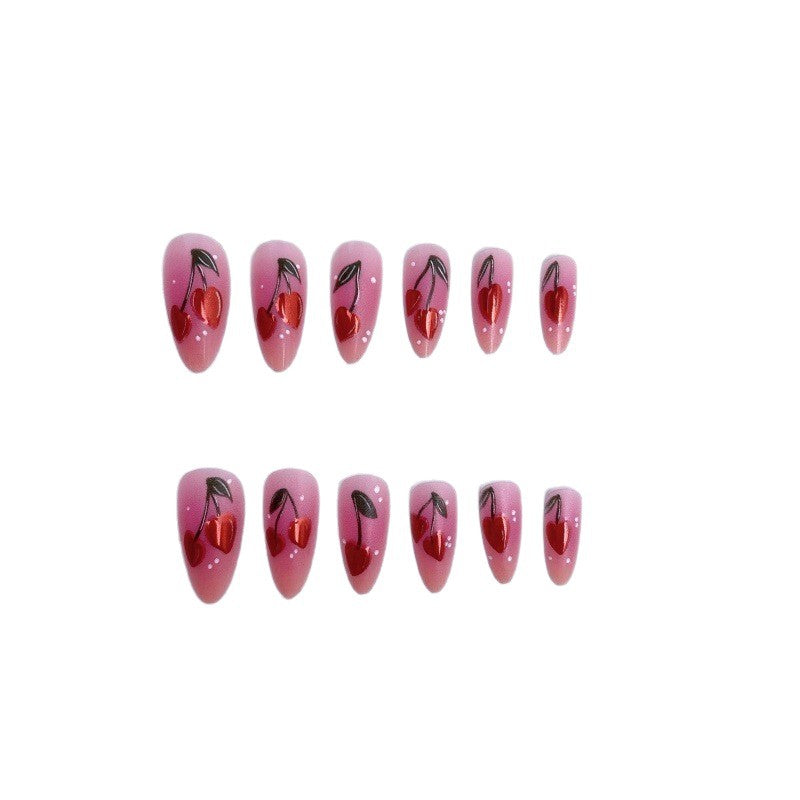 Artifical Nail Art with Cherry Design Bowlift