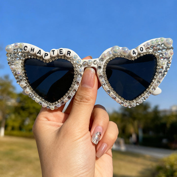 Heart-Shaped Pearl-Embellished Sunglasses Bowlift