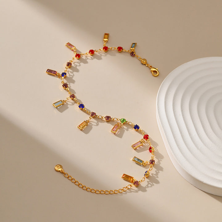 Colorful Gemstone Charm Anklet Bowlift