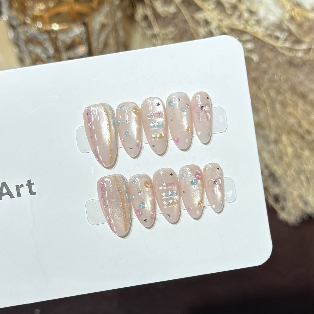 Starry Galaxy-Inspired Press-On Nail Art Set Bowlift