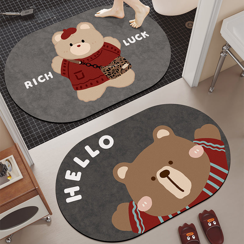 Cartoon Dog-Themed Bath Mat Bowlift