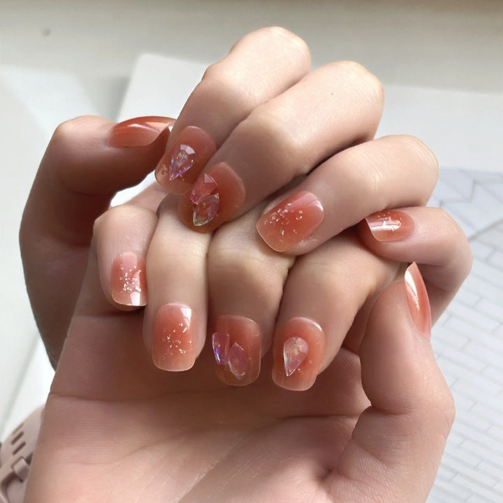 Artistic Nail Design Press-On Set with Crystal Accents Bowlift