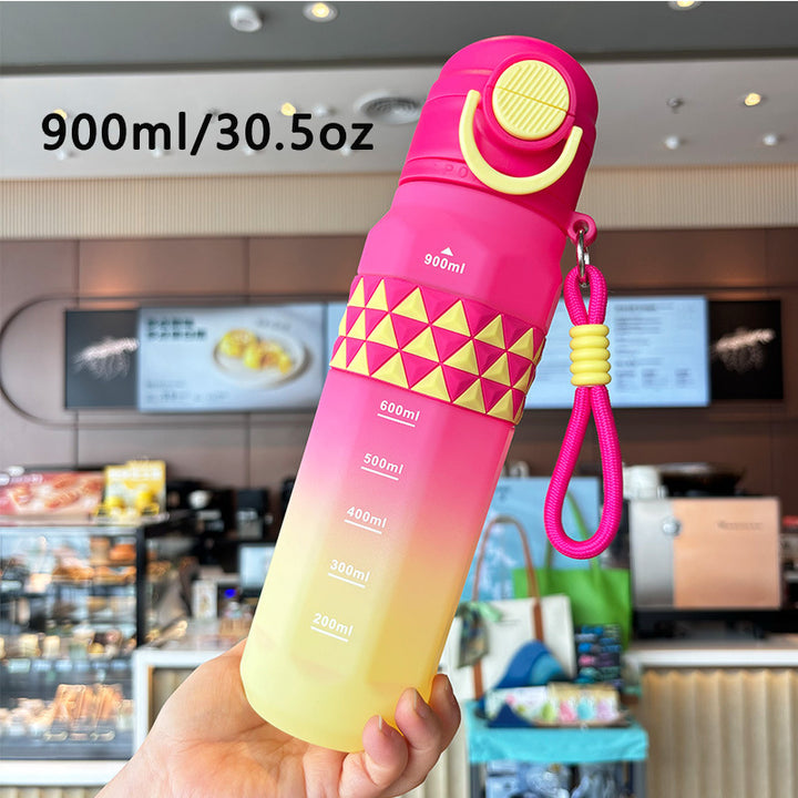 Ladies sporty water bottle with practical measuring scale Bowlift