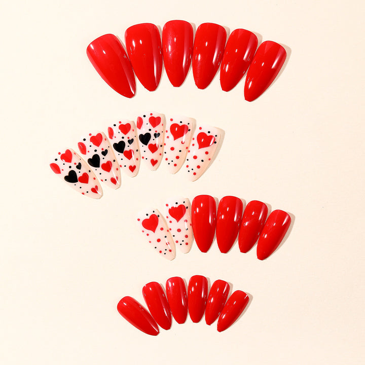 Heart-Themed Press-On Nail Art Set Bowlift