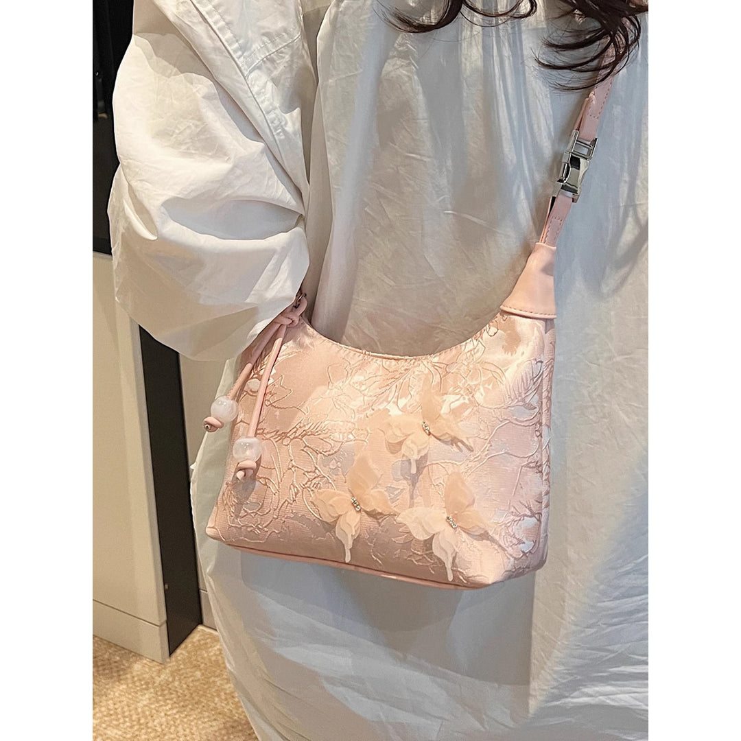 Floral Embellished Hobo Bag Bowlift