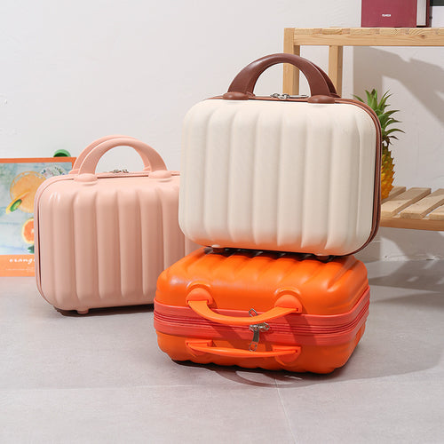 compact hardshell vanity travel case with molded ribbed exterior cushioned organizer panels and dual-lock zipper Bowlift