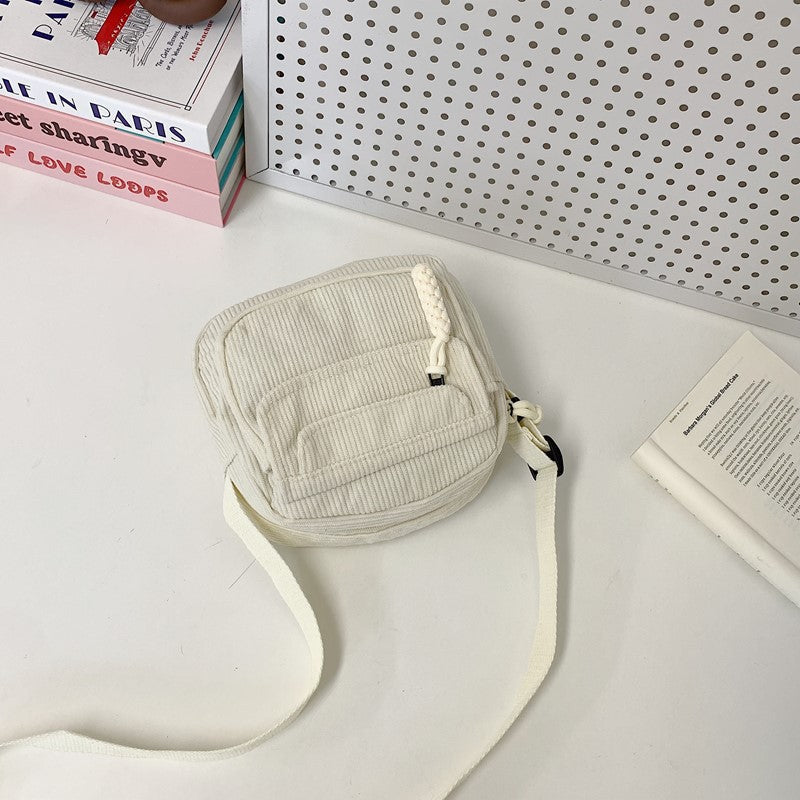 Compact Corduroy Crossbody Bag Bowlift
