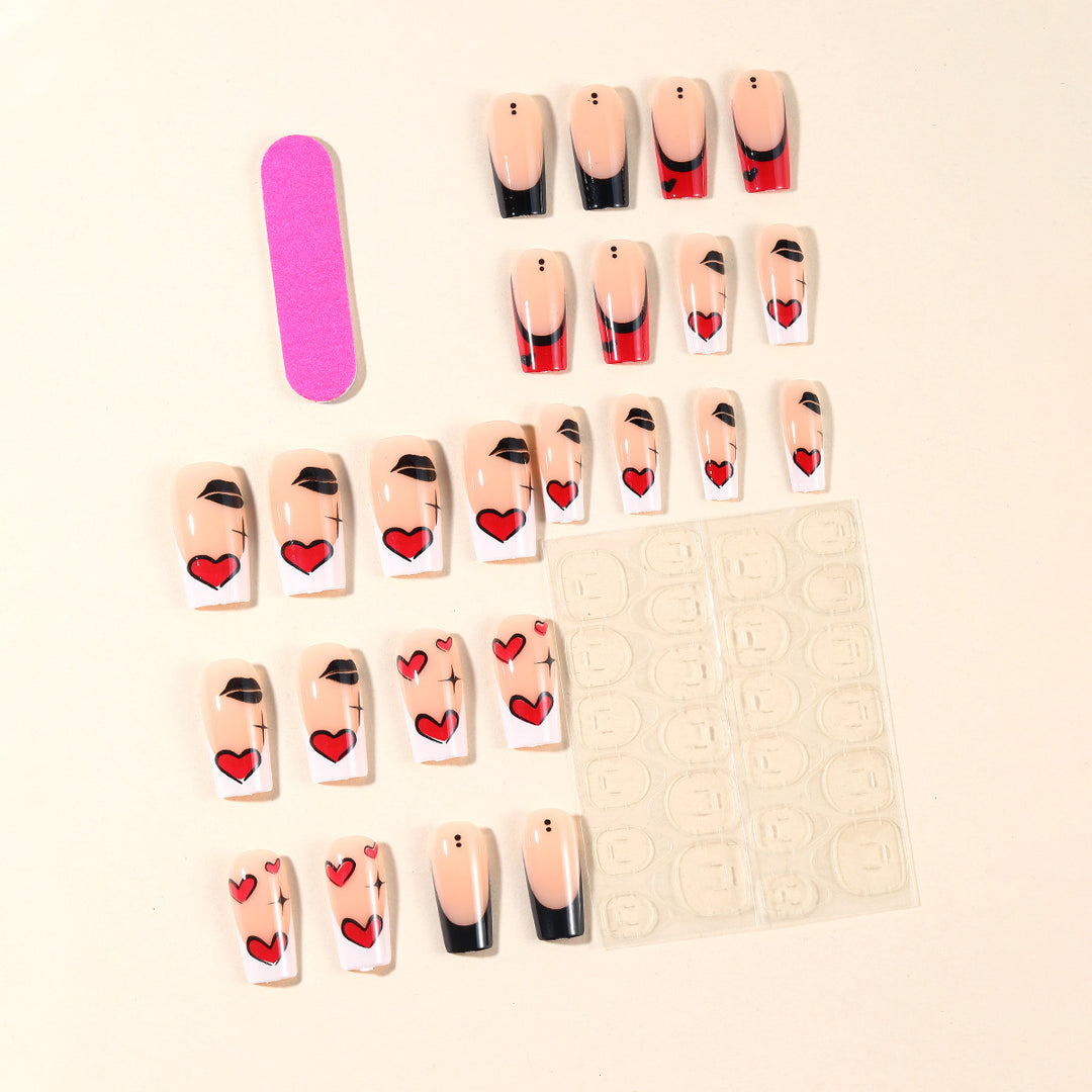 Artistic Heart-Accent Nail Art Extensions Bowlift