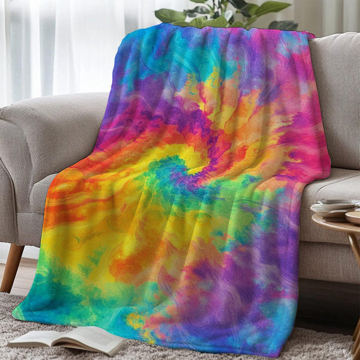 Vibrant Tie-Dye Fleece Throw Blanket