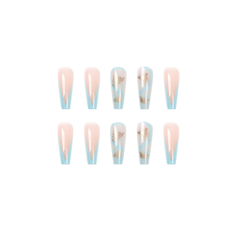Artificial nail extensions in an elegant style with floral design Bowlift