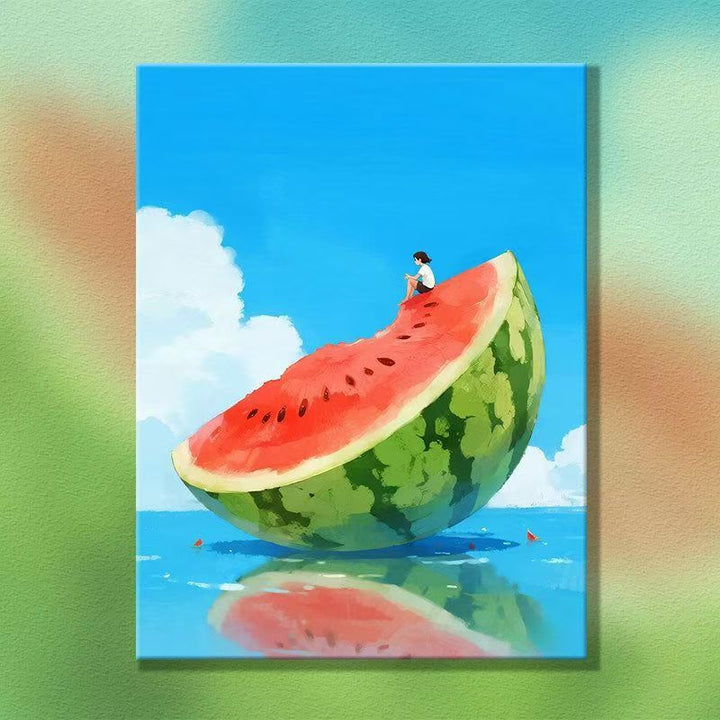 Whimsical Watermelon-Themed Canvas Artwork Bowlift
