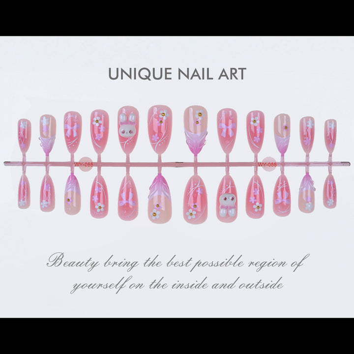 Artistic Playful Bunny Press-On Nail Set Bowlift