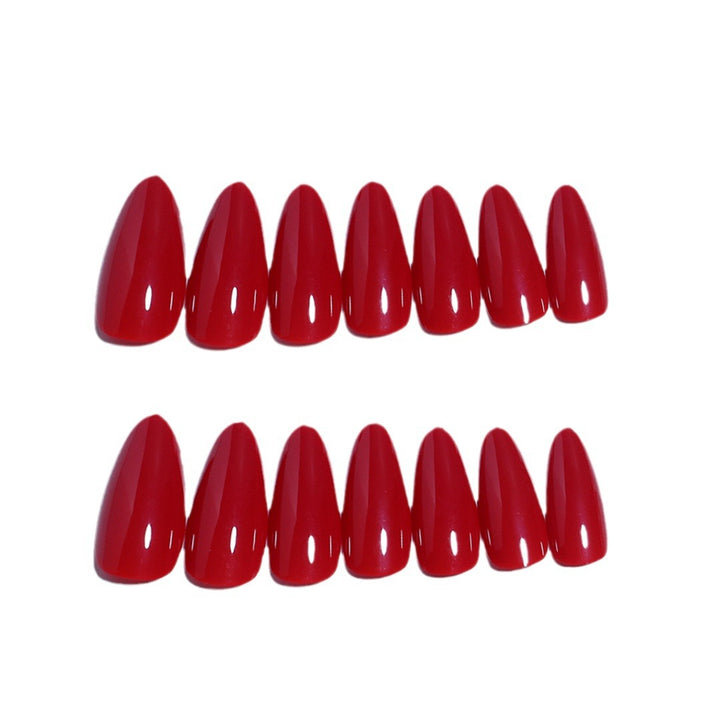 Glossy Stiletto Press-On Nail Set with Durable Adhesive Bowlift