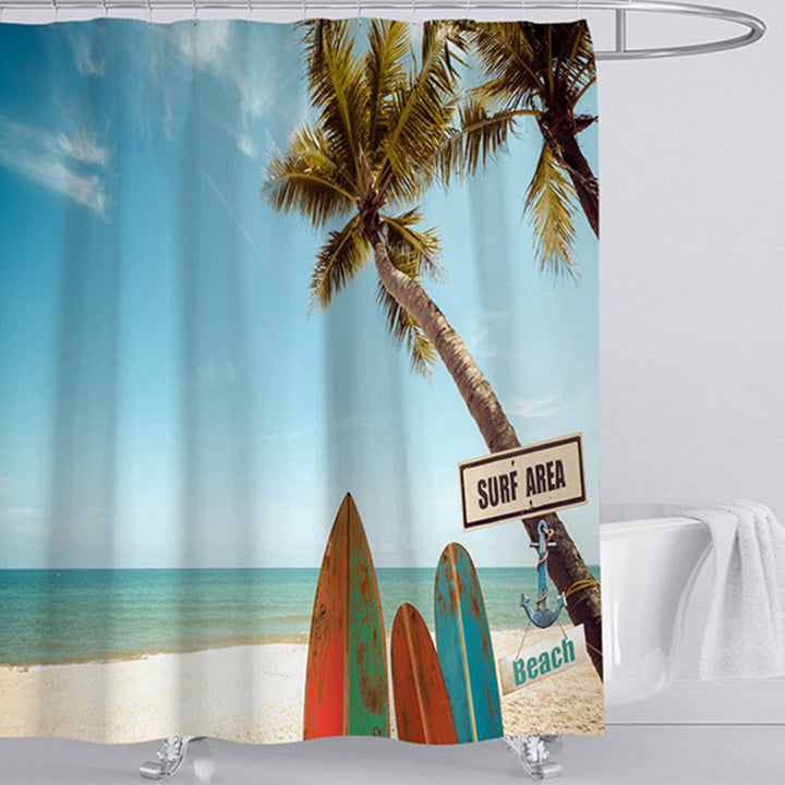 Beach-Themed Shower Curtain Bowlift