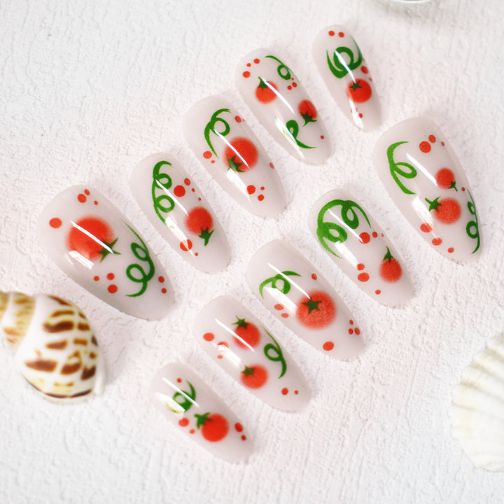 Themed Press-On Nail Art with Tomato Design Bowlift