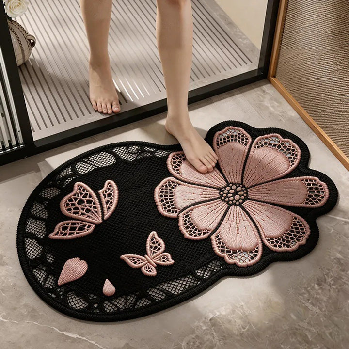Elegant Floral Design Bath Mat
