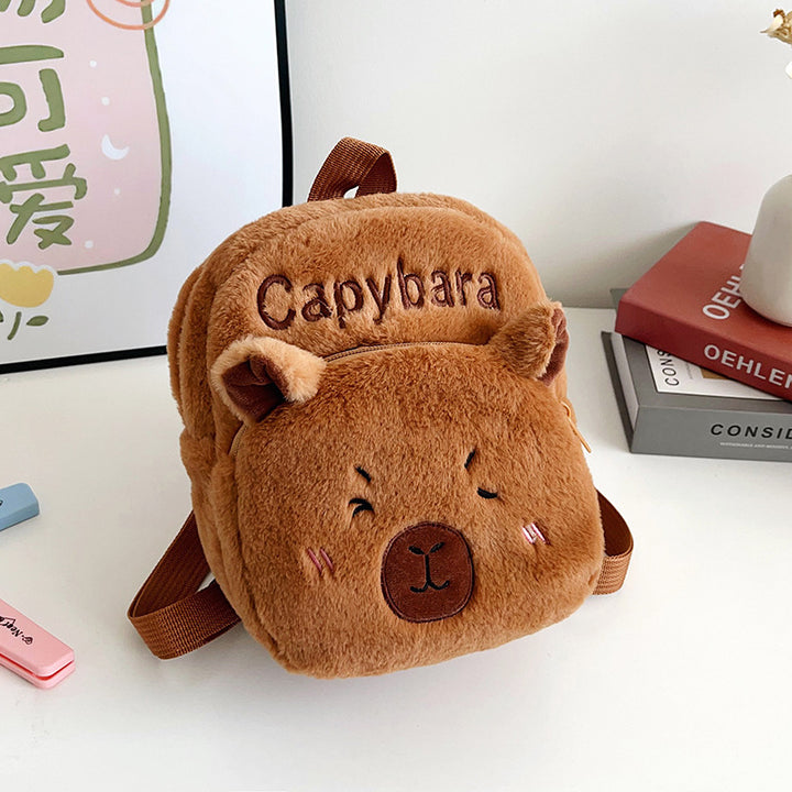 Plush Capybara-Themed Mini Backpack