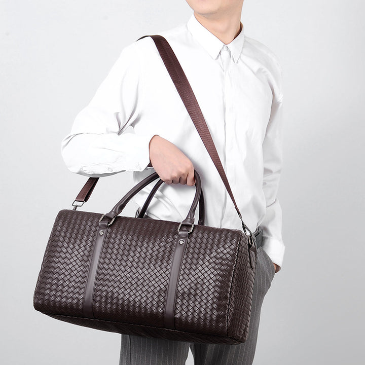 Woven Leather Travel Duffle Bag Bowlift