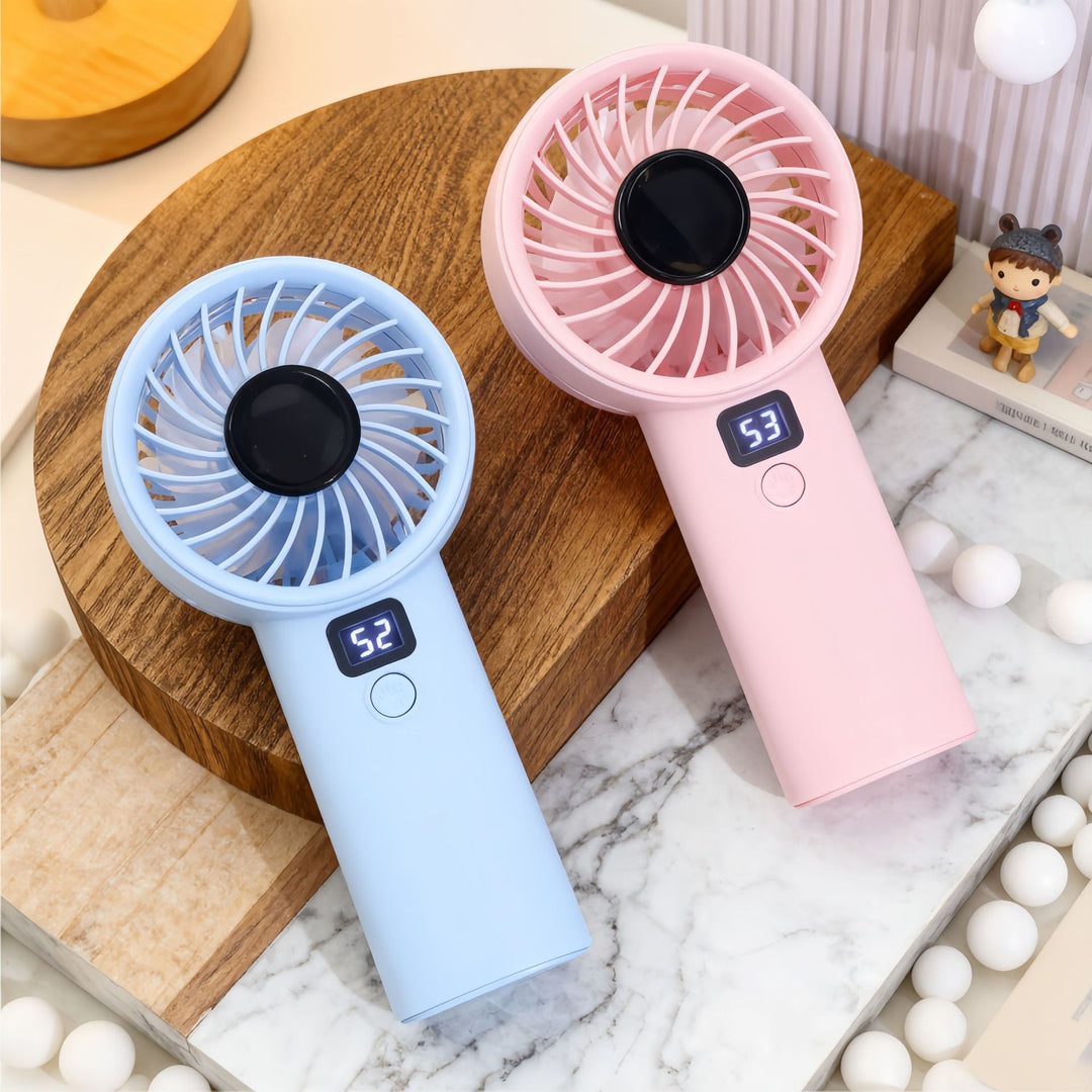 Ladies Portable Hand Fan with LED Display and Lightweight Design Bowlift