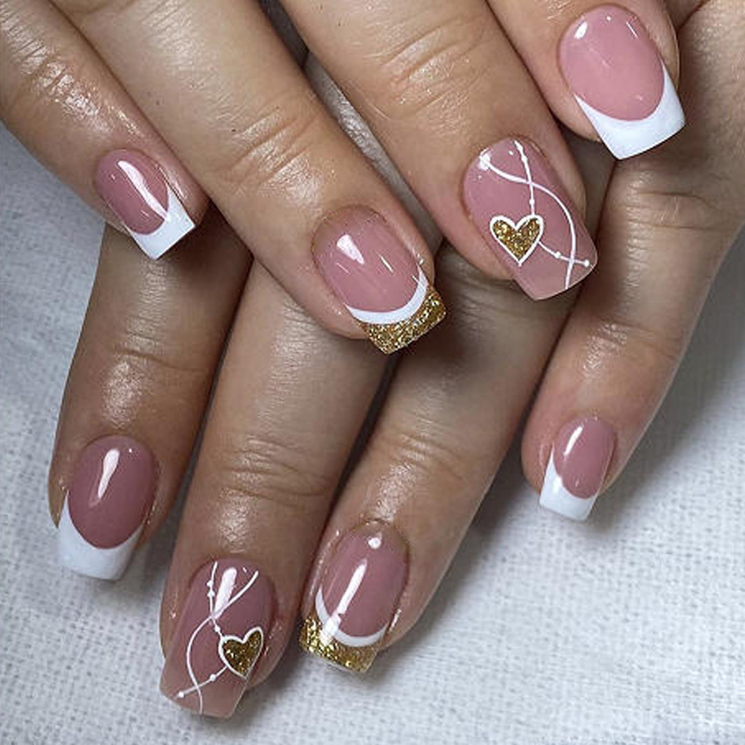 Elegant Heart-Themed Acrylic Nail Art Bowlift