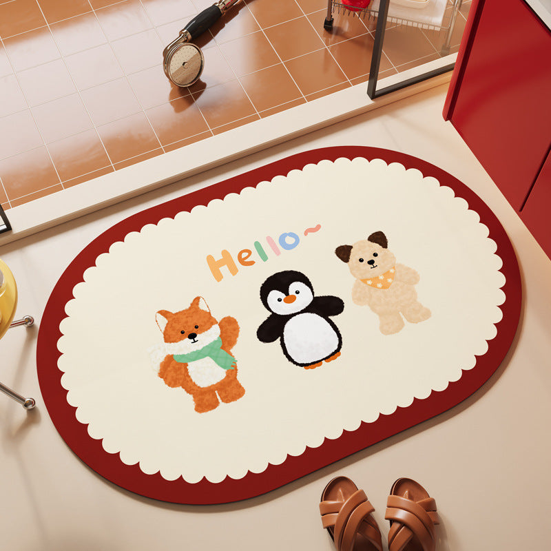 Playful Cartoon Animal Area Mat Bowlift