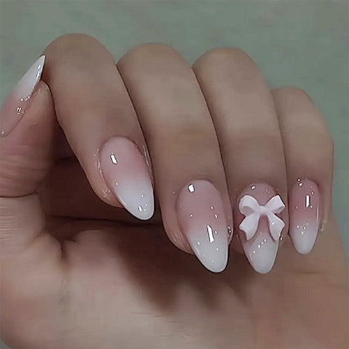 Acrylic nail set with cute bow design Bowlift
