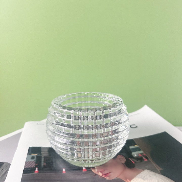 Round Ribbed Glass Votive Candle Holder for Tealights Bowlift