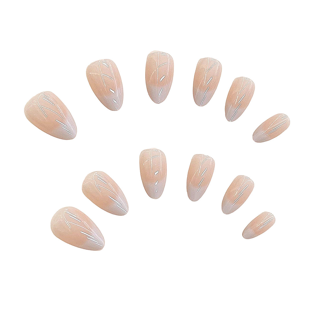 Natural French Tip Press-On Nail Set Bowlift