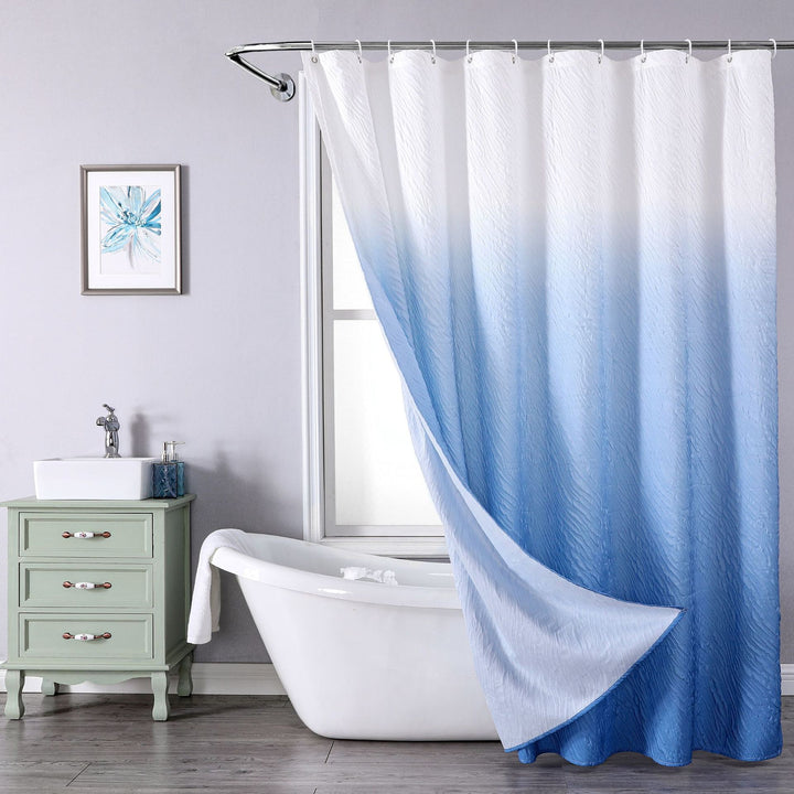 Textured Leaf Pattern Shower Curtain Bowlift