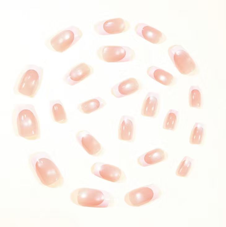 Elegant French Tip Gel Press-On Nails Bowlift