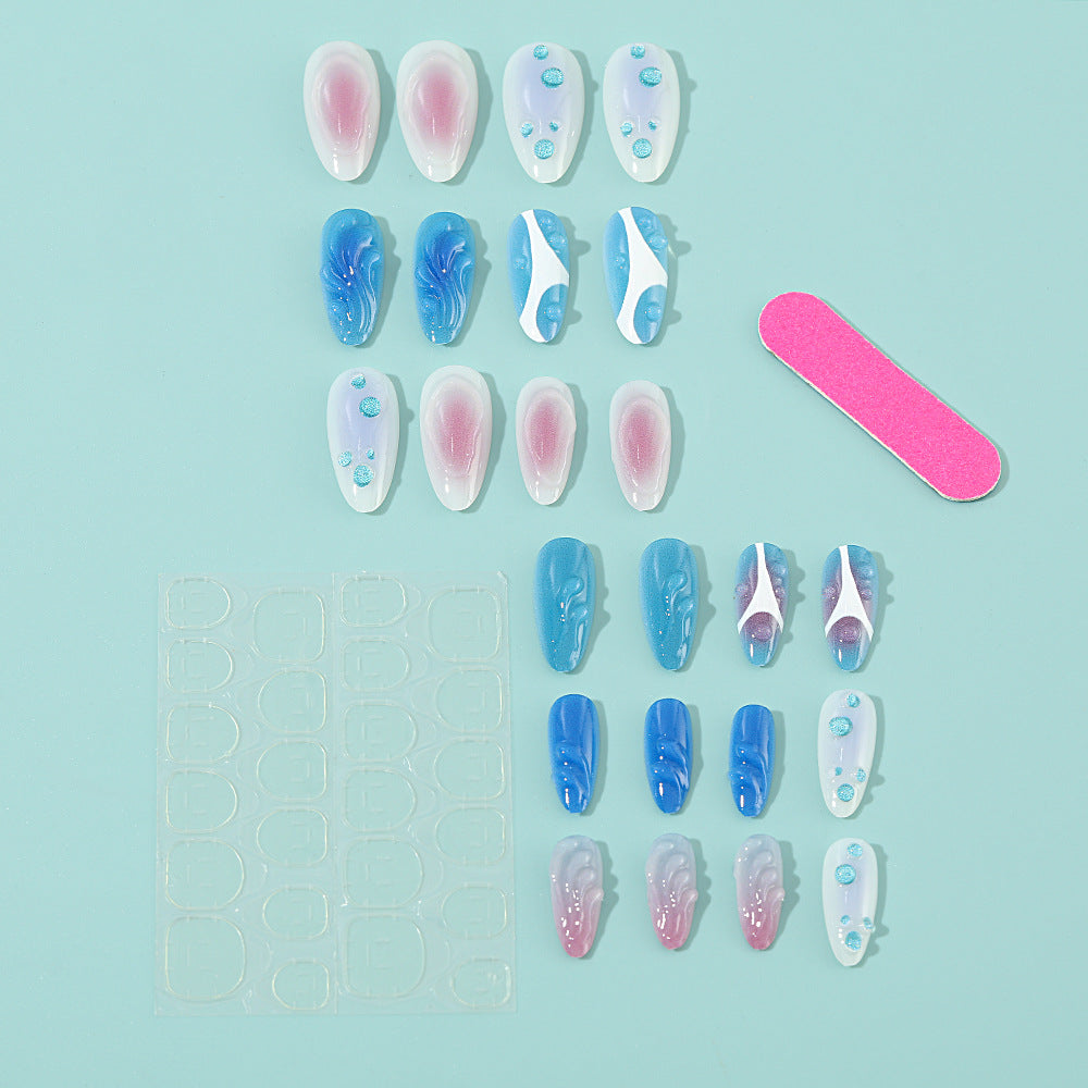 Acrylic Nail Set with Modern Aqua Designs Bowlift