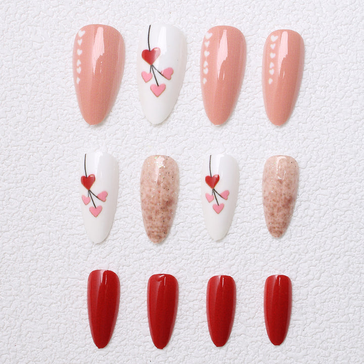 Artistic Heart-Designed Press-On Nails Bowlift