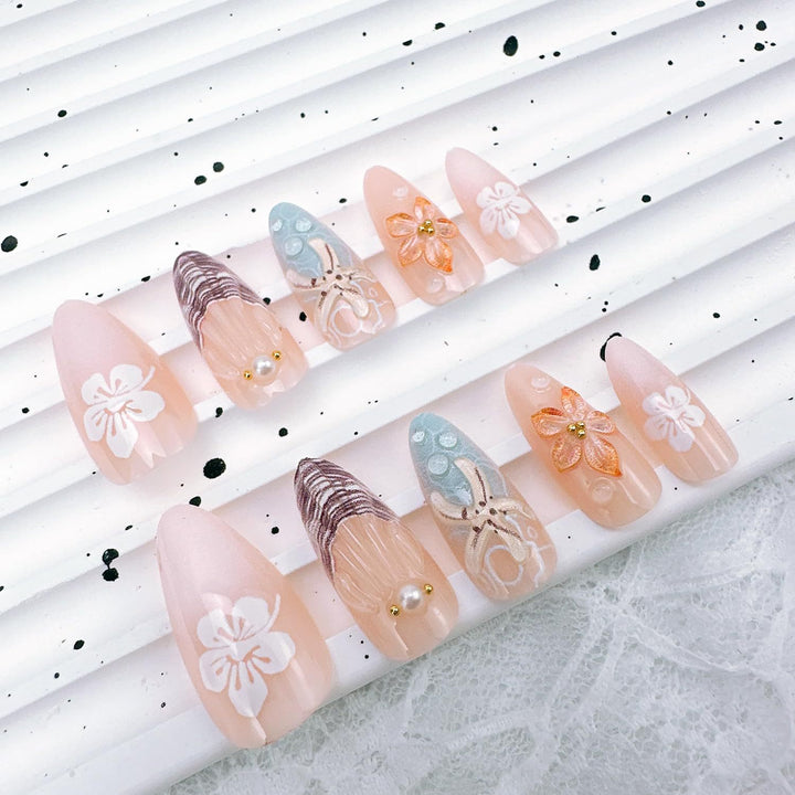 Artistic 3D Floral Press-On Nail Set Bowlift