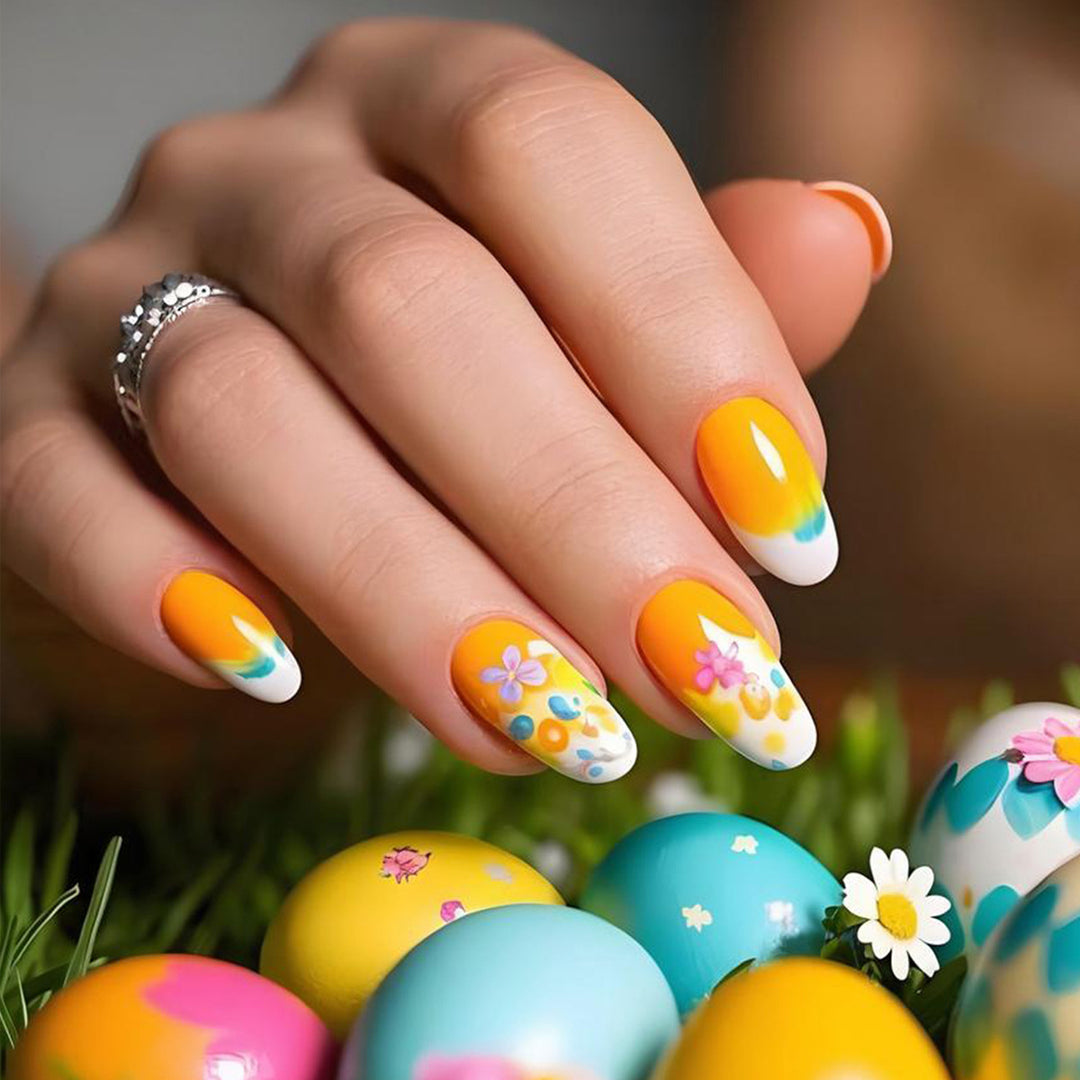Artistic Floral Design Press-On Nail Tips Bowlift