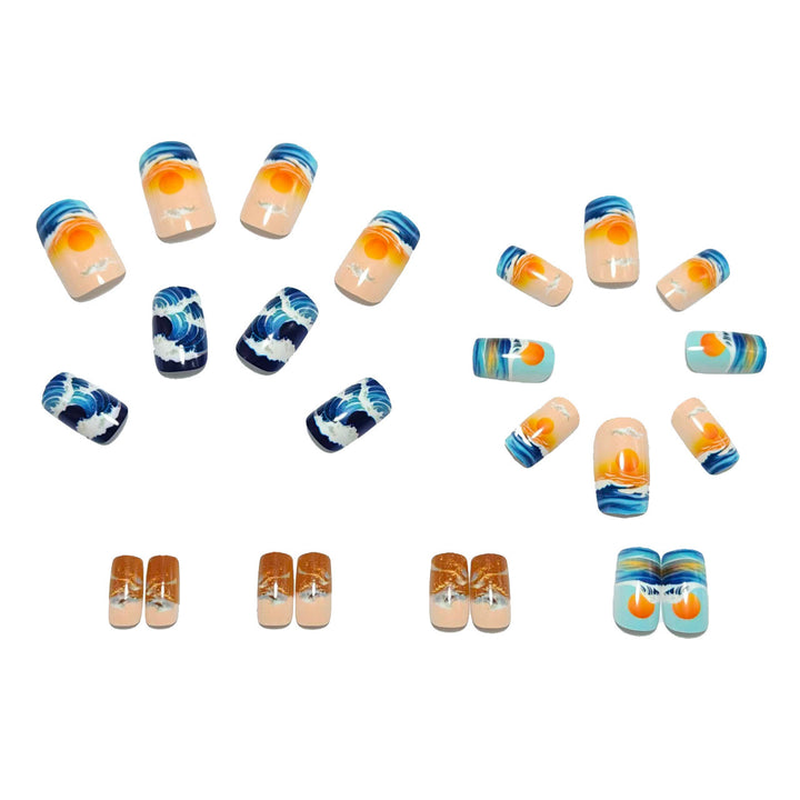 Artificial nails with dreamy summer design Bowlift