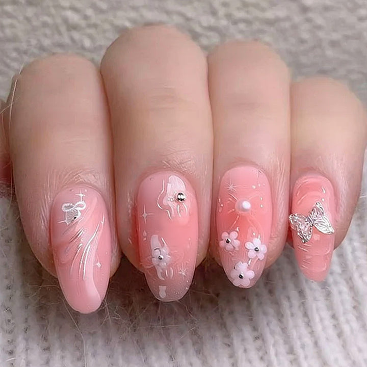 Decorative Floral Press-On Nail Art Set Bowlift